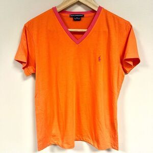 Ralph Lauren Sport orange t shirt with pink trim Sz M